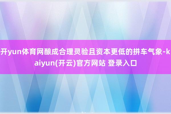开yun体育网酿成合理灵验且资本更低的拼车气象-kaiyun(开云)官方网站 登录入口