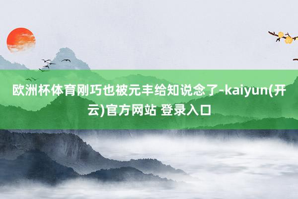 欧洲杯体育刚巧也被元丰给知说念了-kaiyun(开云)官方网站 登录入口