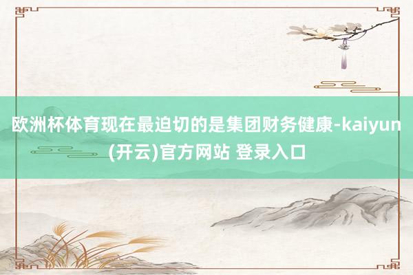 欧洲杯体育现在最迫切的是集团财务健康-kaiyun(开云)官方网站 登录入口