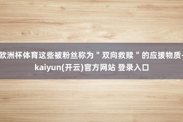 欧洲杯体育这些被粉丝称为"双向救赎"的应援物质-kaiyun(开云)官方网站 登录入口