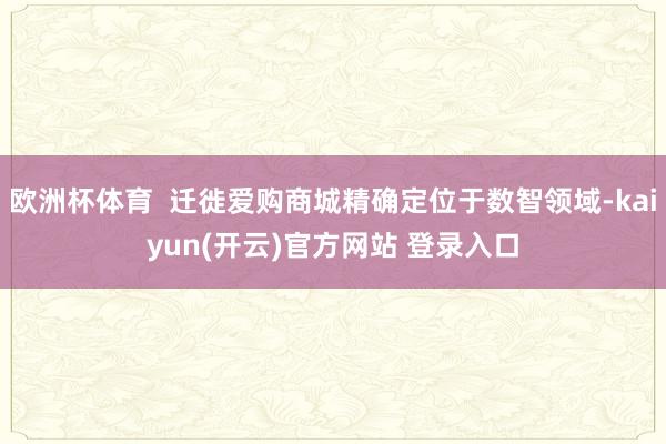 欧洲杯体育  迁徙爱购商城精确定位于数智领域-kaiyun(开云)官方网站 登录入口