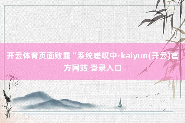 开云体育页面败露“系统嗟叹中-kaiyun(开云)官方网站 登录入口