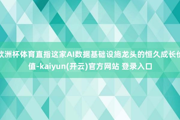 欧洲杯体育直指这家AI数据基础设施龙头的恒久成长价值-kaiyun(开云)官方网站 登录入口