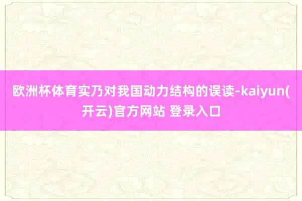 欧洲杯体育实乃对我国动力结构的误读-kaiyun(开云)官方网站 登录入口