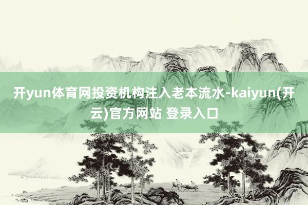 开yun体育网投资机构注入老本流水-kaiyun(开云)官方网站 登录入口