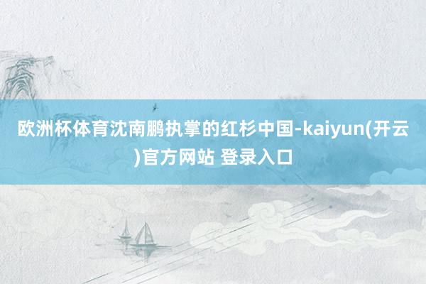 欧洲杯体育沈南鹏执掌的红杉中国-kaiyun(开云)官方网站 登录入口